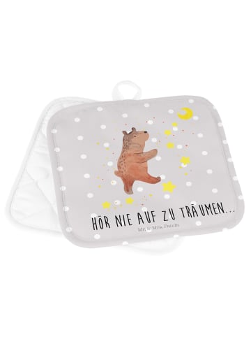 Mr. & Mrs. Panda Ofenhandschuh Bär Träume mit Spruch in Grau Pastell