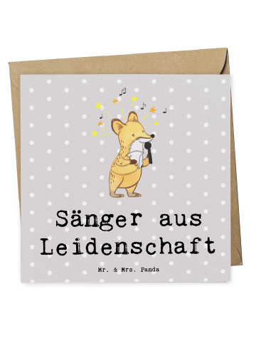 Mr. & Mrs. Panda Einladungskarte Sänger Leidenschaft mit Spruch in Grau Pastell