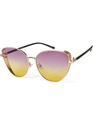 styleBREAKER Cateye Sonnenbrille in Gold / Violett-Gelb Verlauf