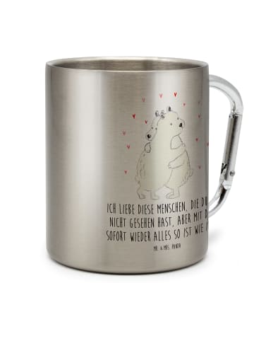 Mr. & Mrs. Panda Becher Eisbär Umarmen mit Spruch in Silber