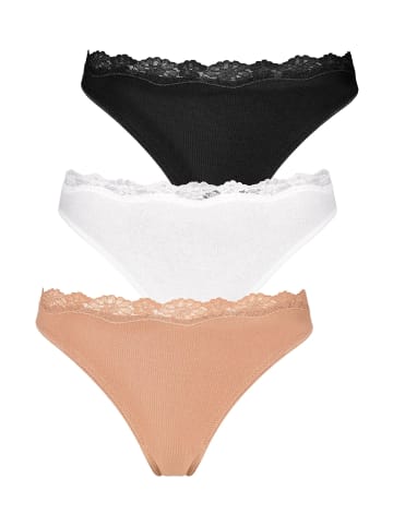 LASCANA String in beige, schwarz, weiß