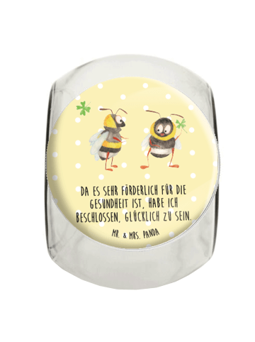 Mr. & Mrs. Panda Bonbonglas Hummeln Kleeblatt mit Spruch in Gelb Pastell