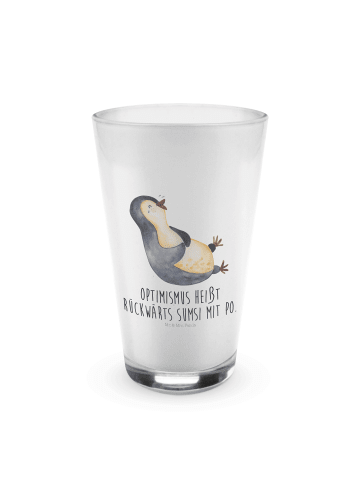 Mr. & Mrs. Panda Latte Macchiato Glas Pinguin Lachen mit Spruch in Transparent