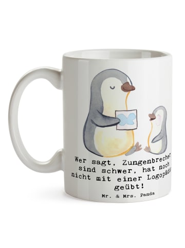 Mr. & Mrs. Panda Pott Training mit Logopädin mit Spruch in Weiß