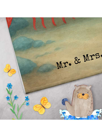 Mr. & Mrs. Panda Handtuch Hummer Weizen Design mit Spruch in Weiß