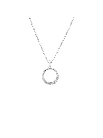 Alexander York Kette mit Anhänger CIRCLE ZIRKONIA rhodiniert in 925 Silber - 2-tlg. in silber