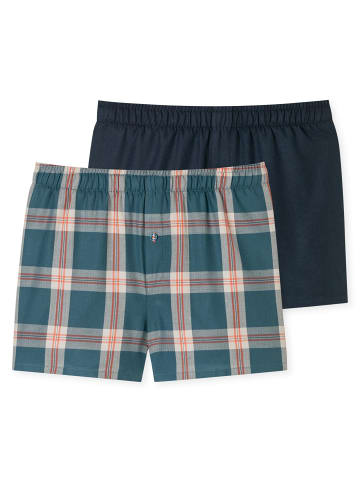 Schiesser Web-Boxershorts 2er Pack in Dunkelblau/Hellblau