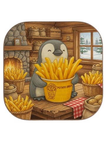 Mr. & Mrs. Panda Holzuntersetzer Pinguin Pommes Eimer Design ohn... in Weiß