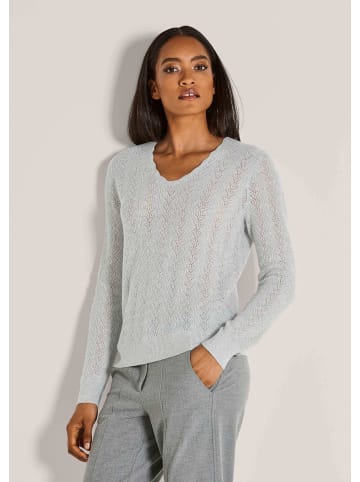MADELEINE Luxuriöser Strickpullover mit Ajour-Muster in silbergrau / wollweiß / melange