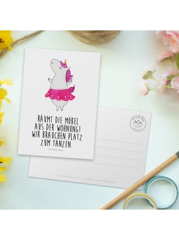 Mr. & Mrs. Panda Ansichtskarte Einhorn Ballerina mit Spruch in Weiß