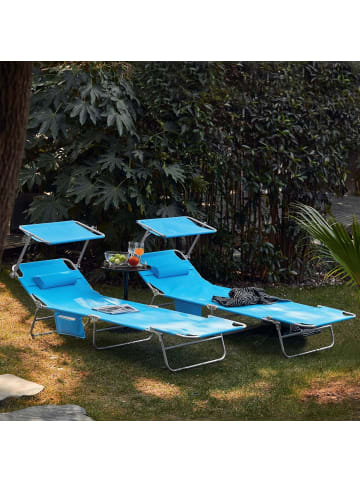SoBuy Sonnenliege in Blau - (B)195 x (H)90 x (T)63cm
