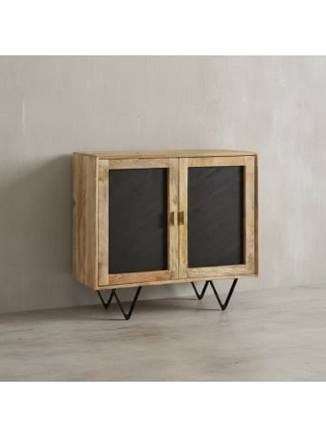 KADIMA DESIGN Sideboard Kommode | Mango/Stein, 80x75x35cm, 2 Türen, Massiv