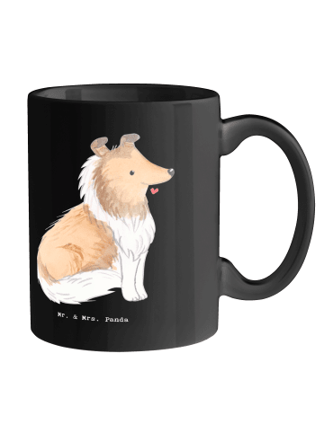 Mr. & Mrs. Panda Kaffeetasse Langhaar Collie Treue mit Spruch in Schwarz