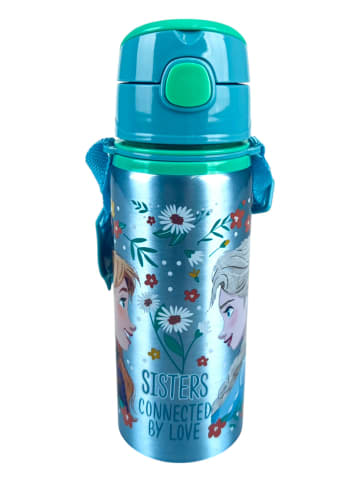 Disney Frozen Alu-Trinkflasche Frozen 600 ml mit Klappdeckel & Tragegurt in Blau