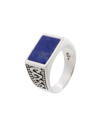 mantraroma 925er Silber - Herrenring mit Lapis Lazuli