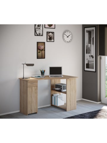 VCM  Holz Eckschreibtisch Schreibtisch Bürotisch Linzia in Sonoma-Eiche (Sägerau)