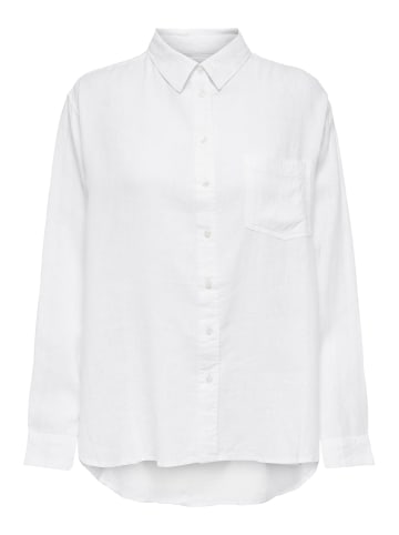 ONLY Oversized Basic Hemd Bluse Leinen Business Shirt ONLTOKYO in Weiß