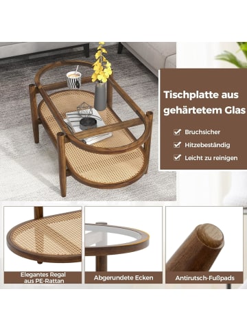 COSTWAY Couchtisch in Braun