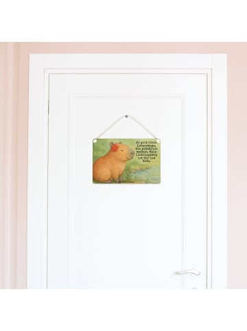 Mr. & Mrs. Panda Wandbild Holz Capybara Blume Design mit Spruch in Weiß
