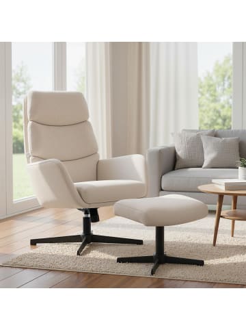 HOMCOM Relaxsessel mit Hocker in Beige 75L x 66B x 99H cm