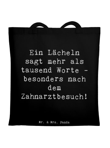Mr. & Mrs. Panda Baumwollbeutel Spruch Zahnärztin Lächeln mit Sp... in Schwarz