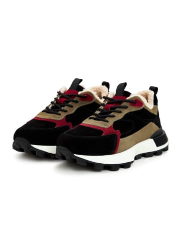 CESARE GASPARI Plateau-Sneakers aus Leder in Black