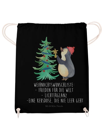Mr. & Mrs. Panda Stofftasche Pinguin Weihnachtsbaum mit Spruch in Schwarz