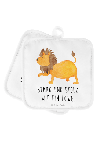 Mr. & Mrs. Panda Topflappen Sternzeichen Löwe mit Spruch in Weiß