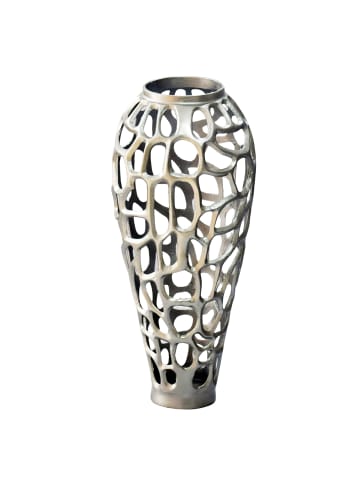 FineBuy Vase in Silber / Aluminium / 19x19x45