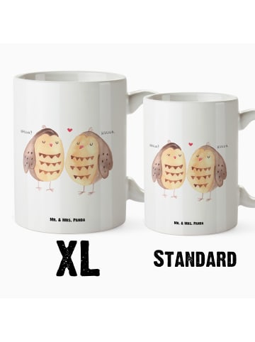 Mr. & Mrs. Panda Weiße Tasse Eulen Liebe ohne Spruch in Weiß