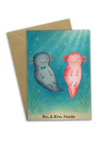 Mr. & Mrs. Panda Grußkarte Axolotl Liebe Design ohne Spruch in Weiß
