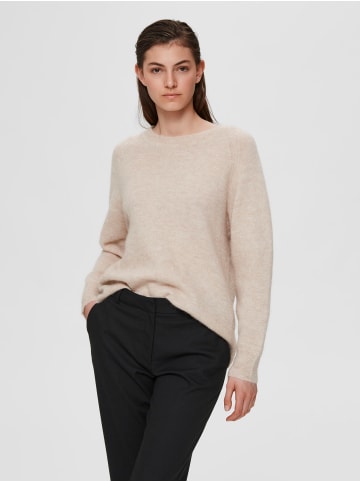 SELECTED FEMME Strick Pullover SLFLULU Wollpullover Rundhals Sweater in Beige-2