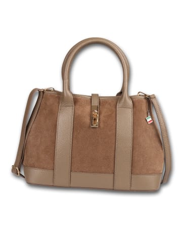 Florence Leder Schultertasche Florence Tasche taupe, dunkelgrau ca. 36cm