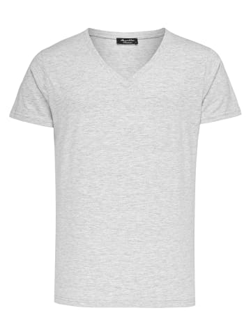 Amaci&Sons Basic T-Shirt mit V-Ausschnitt EUGENE in Grau Melange