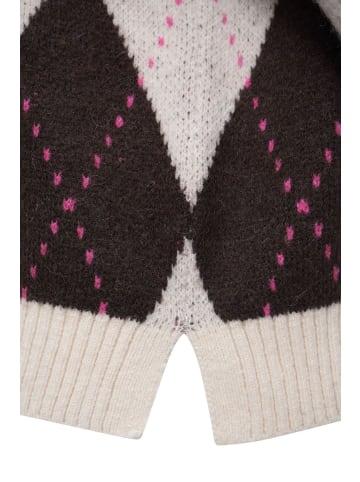 Milano Italy Pullover mit Rautenmustermuster und Rundhalsausschnitt in Mocca Print