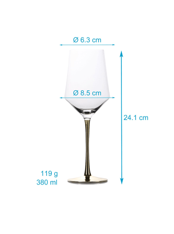 Intirilife Wein Glas 380 ml Rotwein Weißwein Gläser in 4x 380ml Transparent