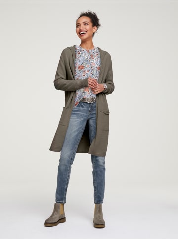 Heine Long-Strickjacke in oliv