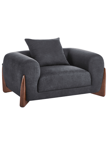 Beliani Sessel VINLIDEN in Schwarz/Braun - (W) 118 x (H) 62 x (L) 87 cm