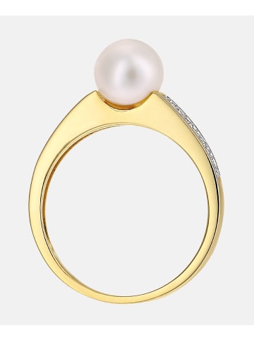 Diamant L'éternel Ring aus 375 Gelbgold mit 0.04 Karat Diamant mit Perle