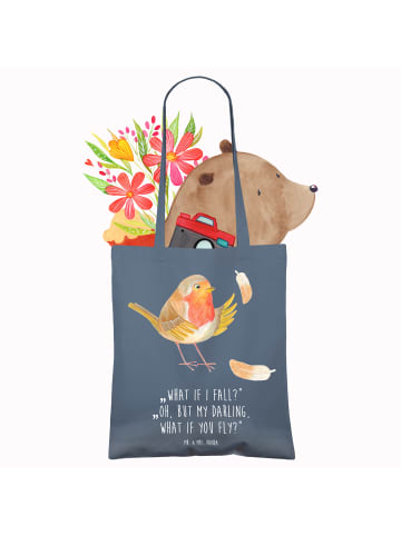 Mr. & Mrs. Panda Schultasche Rotkehlchen Federn mit Spruch in Indigo Blue