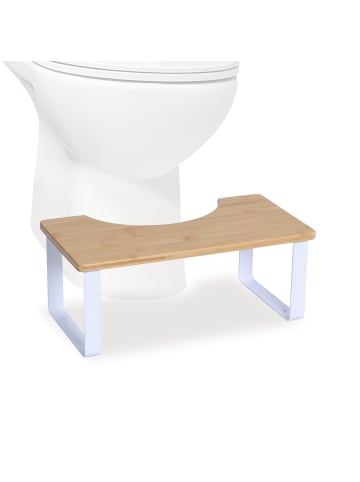 relaxdays Toilettenhocker in Natur/ Weiß - (B)44,5 x (H)18 x (T)23 cm