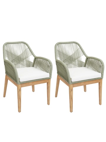 MCW 2er-Set Gartenstuhl H56b, Grün Kissen creme