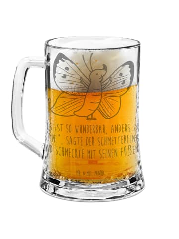 Mr. & Mrs. Panda Gravur Bierkrug Schmetterling Zitronenfalter mi... in Transparent