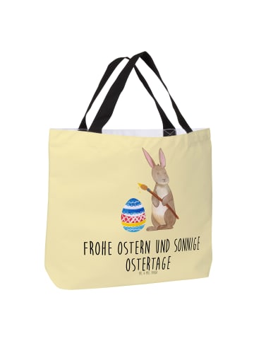 Mr. & Mrs. Panda Tote Bag Hase Eier Malen mit Spruch in Gelb Pastell
