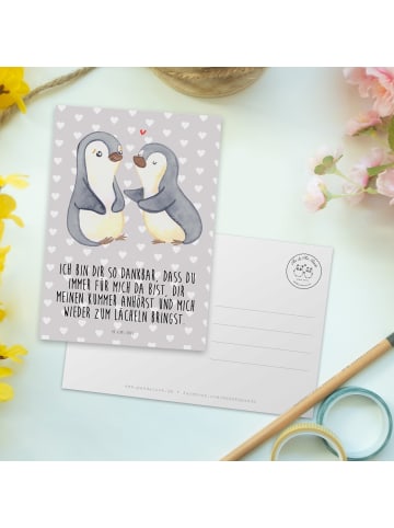 Mr. & Mrs. Panda Grußkarte Pinguine trösten mit Spruch in Grau Pastell