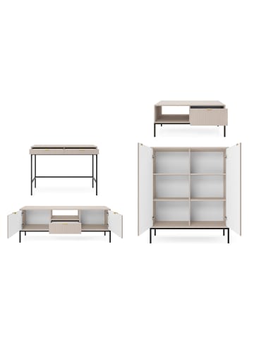 Feldmann-Wohnen Wohnzimmer-Set Nova Kaschmir / Schwarz 4-teilig