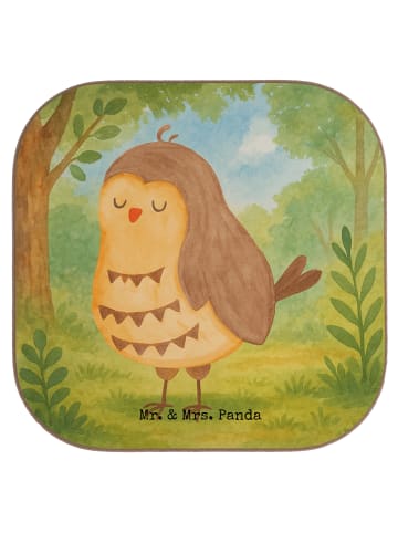 Mr. & Mrs. Panda Untersetzer für Gläser Eule Zufrieden Design oh... in Weiß