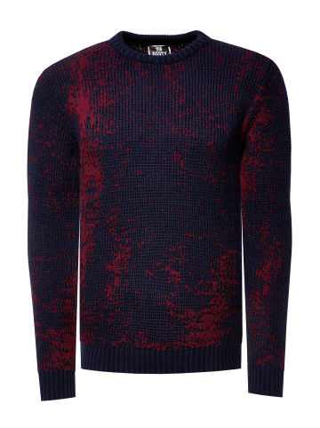 Rusty Neal 2 Farbiger Feinstrick Rundhals-Pullover in Marine