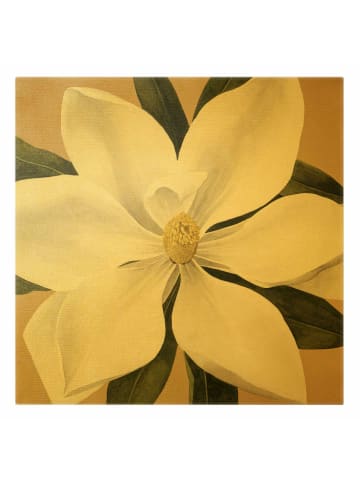 WALLART Leinwandbild Gold - Magnolie auf Gold I in Weiß