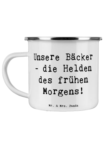 Mr. & Mrs. Panda Teetasse Spruch Bäcker Helden mit Spruch in Weiß